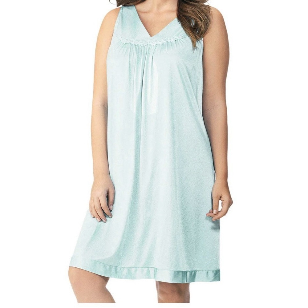 Exquisite Form 30107 Coloratura Sleeveless Short Nightgown Azure mist Blue M